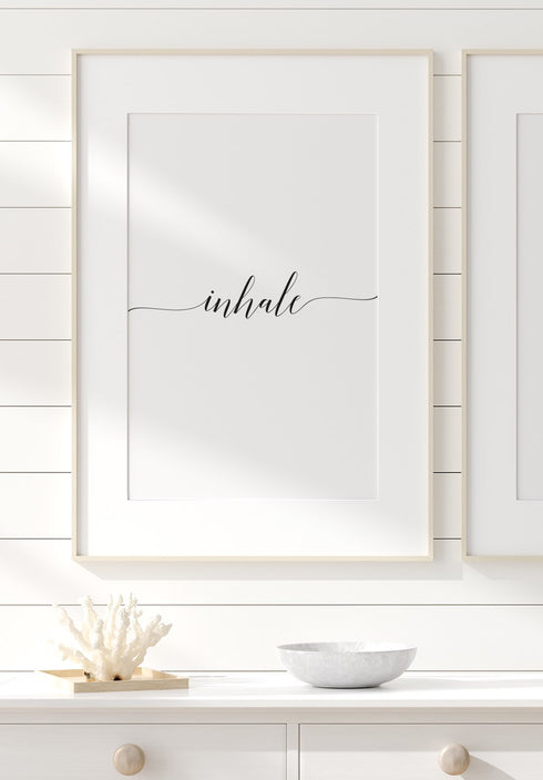 black and white inhale poster